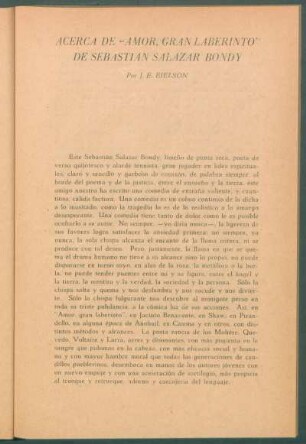 Acerca de "Amor, Gran Laberinto" de Sebastián Salazar Bondy