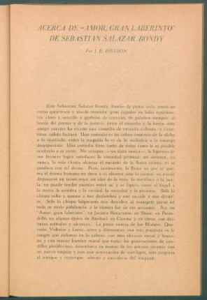 Acerca de "Amor, Gran Laberinto" de Sebastián Salazar Bondy
