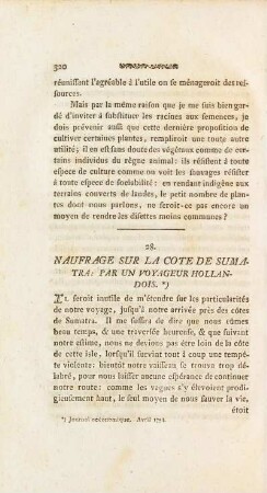28. Naufrage Sur La Cote De Sumatra: Par Un Voyageur Hollandois.