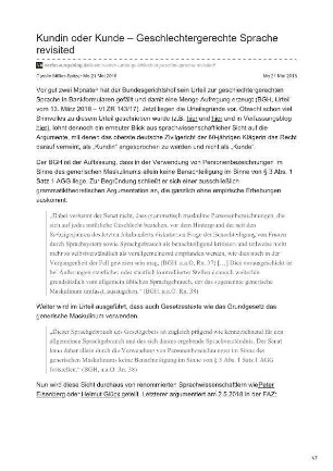 Kundin oder Kunde - Geschlechtergerechte Sprache revisited