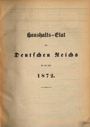 Haushaltsetat des Deutschen Reichs, 1872