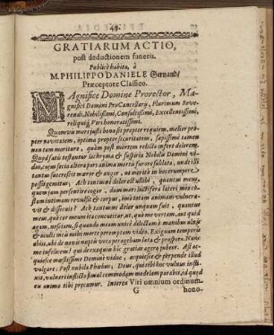 Gratiarum Actio, post deductionem funeris.