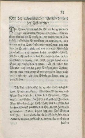 Von der ursprünglichen Verschiedenheit der Fähigkeiten.