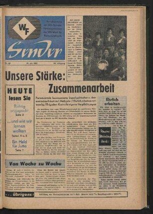 Betriebszeitung 'WF-Sender', Nr.27/1962 (12. Juli 1962)
