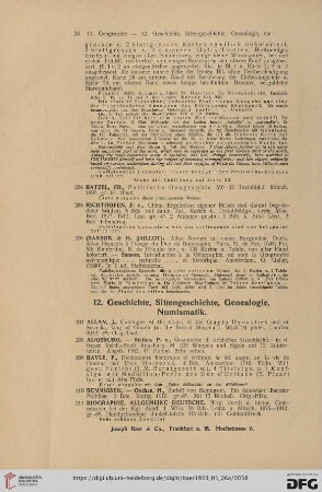 12. Geschichte, Sittengeschichte, Genealogie, Numismatik (Nr.207-256)
