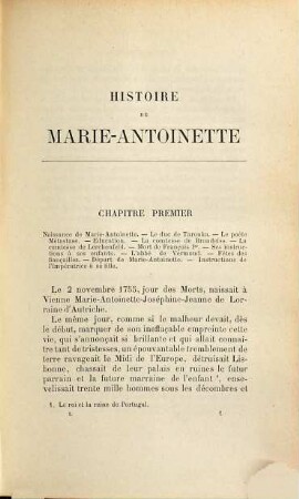 Histoire de Marie-Antoinette, 1