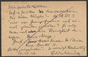Brief an B. Schott's Söhne : 19.07.1924