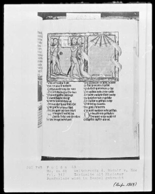 Rudolf von Ems, Weltchronik — Die Bundeslade wird in den Tempel gebracht, Folio 312recto