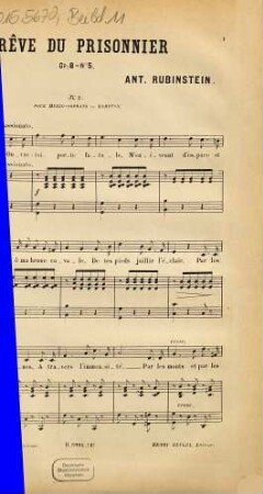 Le rêve du prisonnier : op. 8 no. 5, 2. Pour mezzo-soprano ou baryton