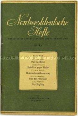 Heft aus der Schriftenreihe "Nordwestdeutsche Hefte" u.a. über den 20. Juli 1944