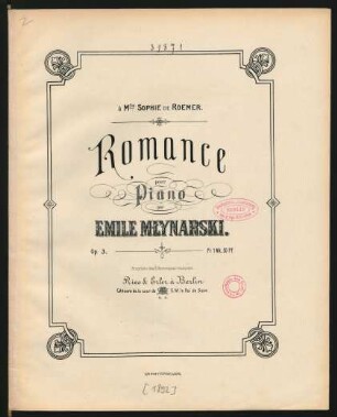 Romance pour piano : op. 3