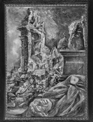 Zwei Denkmale : Zwei Denkmale. Öl auf Leinwand; 100,5 x 73,1 cm. 1983