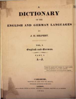 A dictionary of the English and German languages, 1,1. English and German; A - J