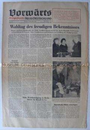 Wochenzeitung "Vorwärts" als Montags-Ausgabe des "ND" zur Volkskammerwahl
