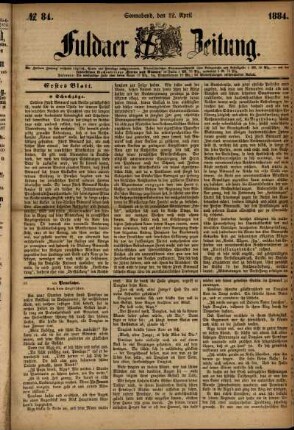 Ausgabe vom Samstag, den 12. April 1884.