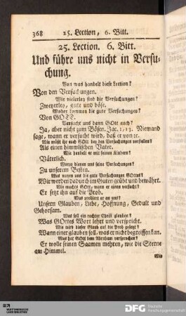 25. Lection. 6. Bitt. Und führe uns nicht in Versuchung.