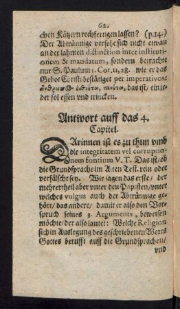 Antwort auff das 4. Capitel.
