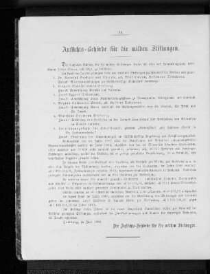 Aufsichts-Behörde für die milden Stiftungen.