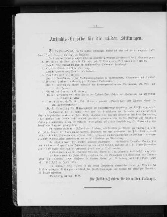 Aufsichts-Behörde für die milden Stiftungen.