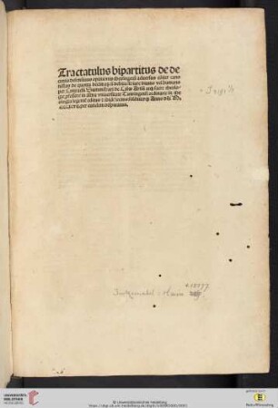 Tractatulus bipartitus de decemis