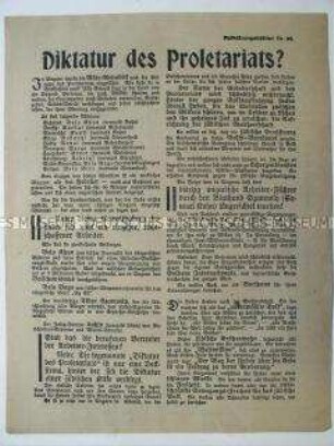Propagandaschrift der Deutschen Erneuerungs-Gemeinde zur Räteherrschaft in Ungarn