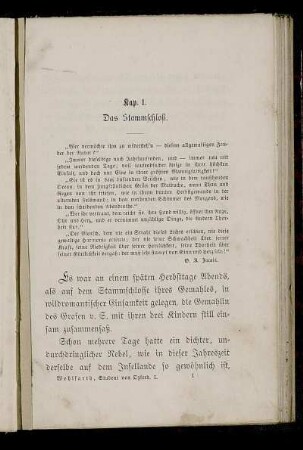 Kap. 1. Das Stammschloß