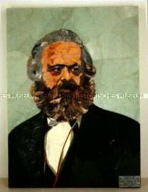 Marmorbild mit Porträt von Karl Marx