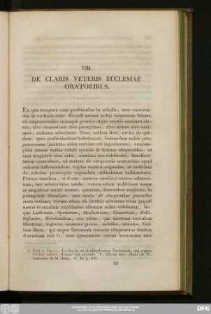 VIII. De Claris Veteris Ecclesiae Oratoribus.
