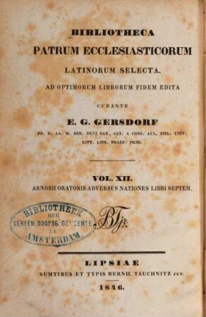 Arnobii Oratoris adversus nationes libri septem