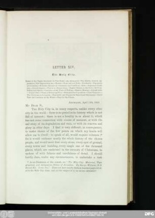 Letter XIV. The Holy City.