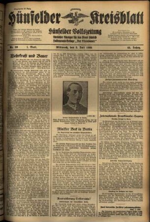 Erste Ausgabe vom Mittwoch, den 03. Juli 1935.