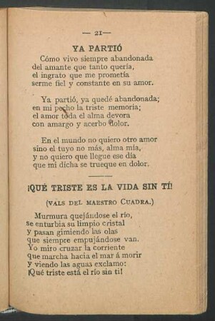 ¡Qué triste es la vida sin tí! : (Vals del maestro Cuadra.)