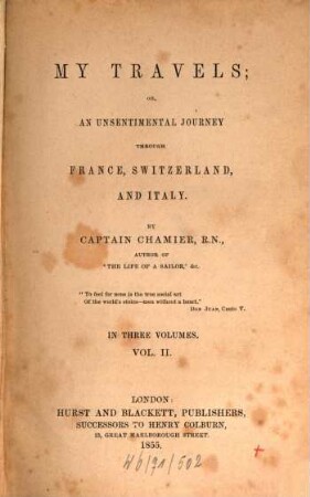 My Travels; or, an unsentimental journey through France, Switzerland, and Italy, 2