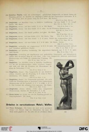 Arbeiten in verschiedenem Metall; Waffen (Nr. 216-323)