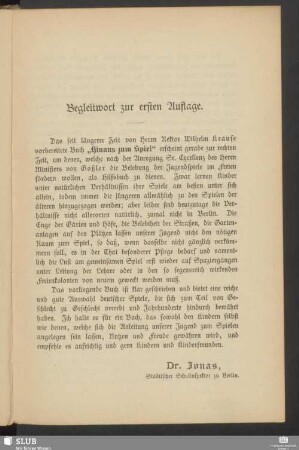 Begleitwort zur ersten Auflage