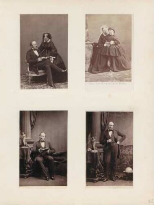 links oben: Queen Victoria und Prinz Albert rechts oben: Queen Victoria mit Tochter links unten: Prinz Albert rechts unten: Prinz Albert