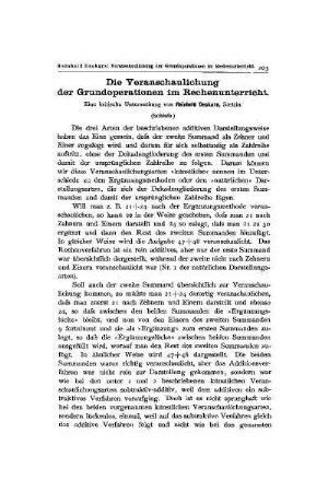 Die Veranschaulichung der Grundoperationen im Rechenunterricht