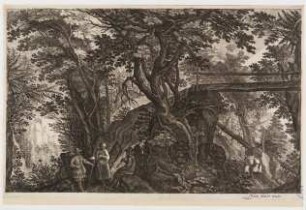 Gebirgslandschaft mit Brücke