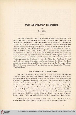 28: Zwei Eberbacher Inschriften