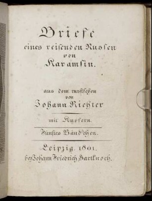 5. Bd: Briefe eines reisenden Russen. Fünftes Bändchen