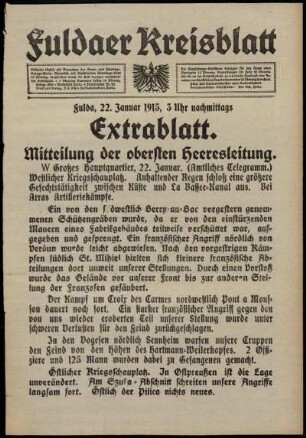 Zweite Ausgabe vom Freitag, den 22. Januar 1915.