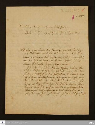 Brief von Johann Jakob Rambach an August Hermann Francke.