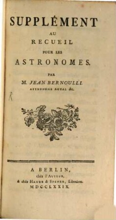 Supplément Au Recueil Pour Les Astronomes