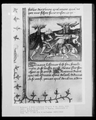 Ms 9001, Bible historiale, 1. Band, fol. 200v: Sauls Selbstmord