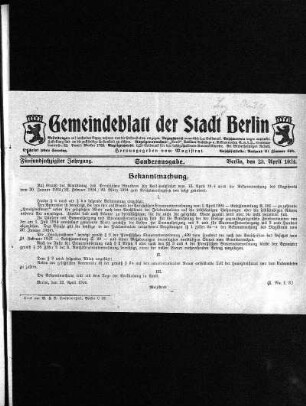 Sonderausgabe, 23. April 1924
