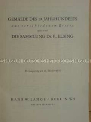 Katalog des Auktionshauses H. W. Lange Berlin