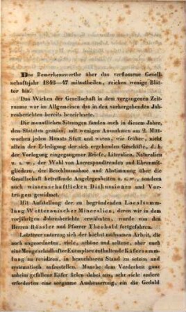 Jahresbericht der Wetterauischen Gesellschaft für die Gesammte Naturkunde zu Hanau. 1846/47