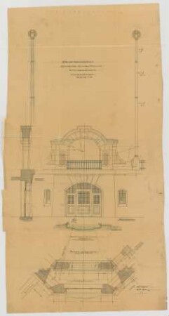 Thiersch, Friedrich von; München; Münchner - Kindl - Keller, Erweiterungsbau - Terrassenaufbau (Grundriss, Ansicht, Schnitt)