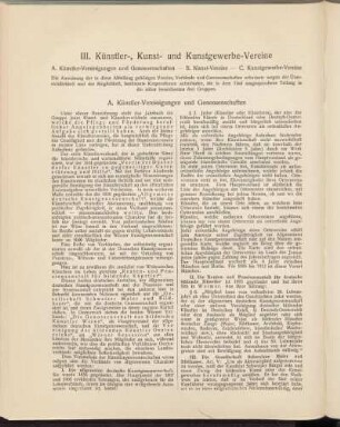III. Künstler-, Kunst- und Kunstgewerbe-Vereine