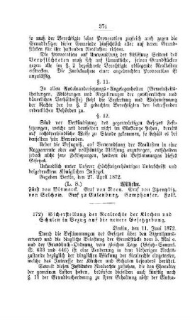 Sicherstellung der Realrechte der Kirchen und Schulen in Bezug auf die neuere Gesetzgebung : [V. Elementarschulwesen]